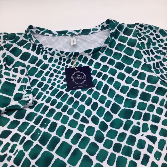 The Bubble Womens Crew Long Sleeve Top Green Size Medium NWT - Picture 3 of 9